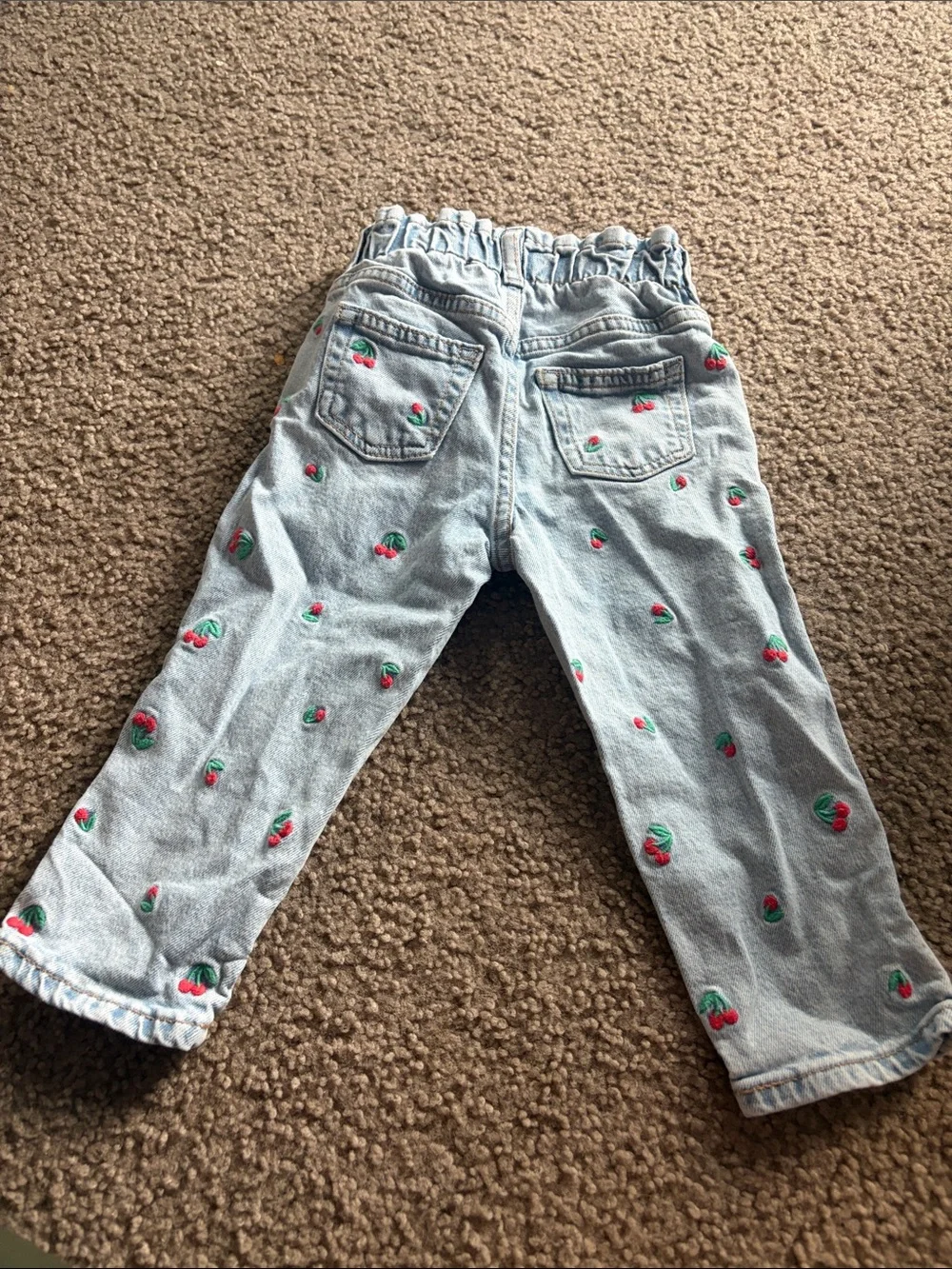 B70 GAP Light Blue Denim Jeans with Cherry Embroidery, 2t